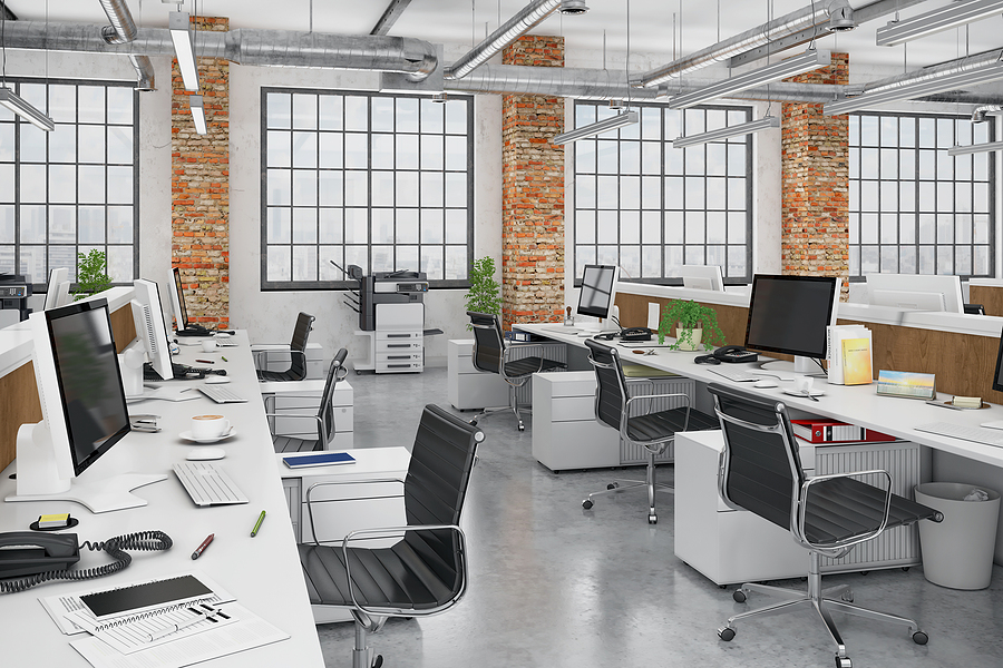 open plan office - office building - modern architecture - innovative lighting